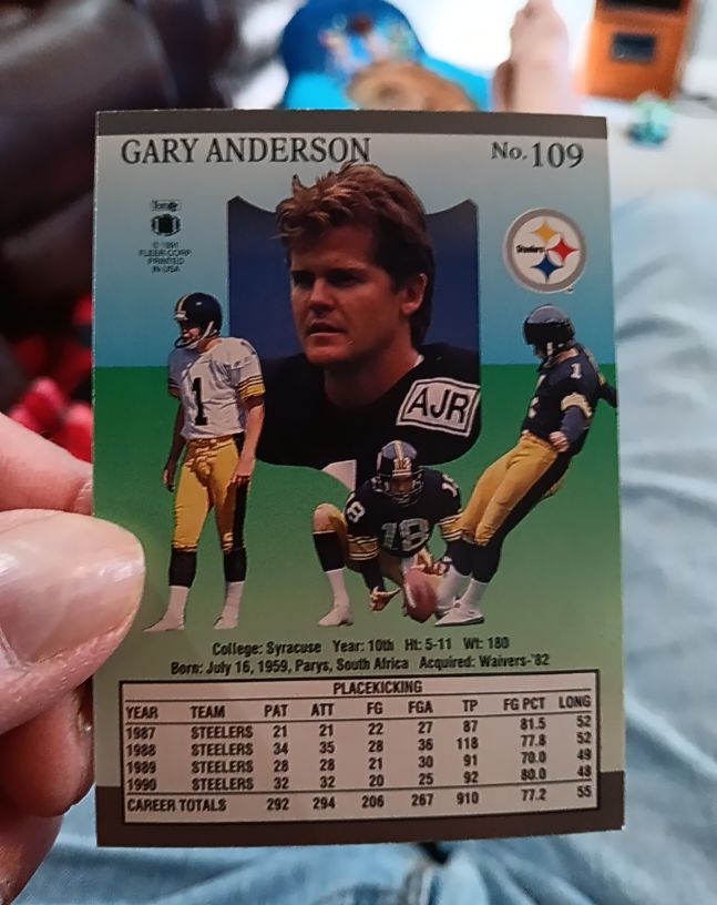 1991 Fleer #109 Gary Anderson — front