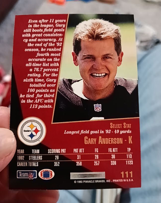 1993 Pinnacle #111 Gary Anderson — front