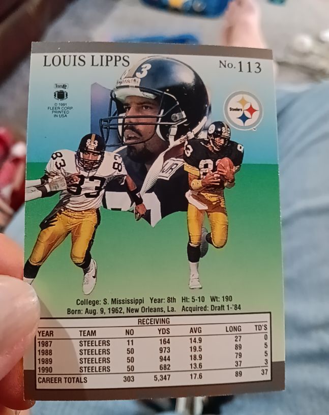 1991 Fleer #113 Louis Lipps — front