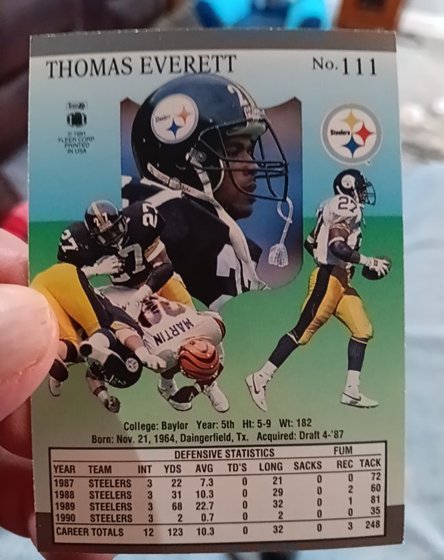 1991 Fleer Ultra #111 Thomas Everett — front