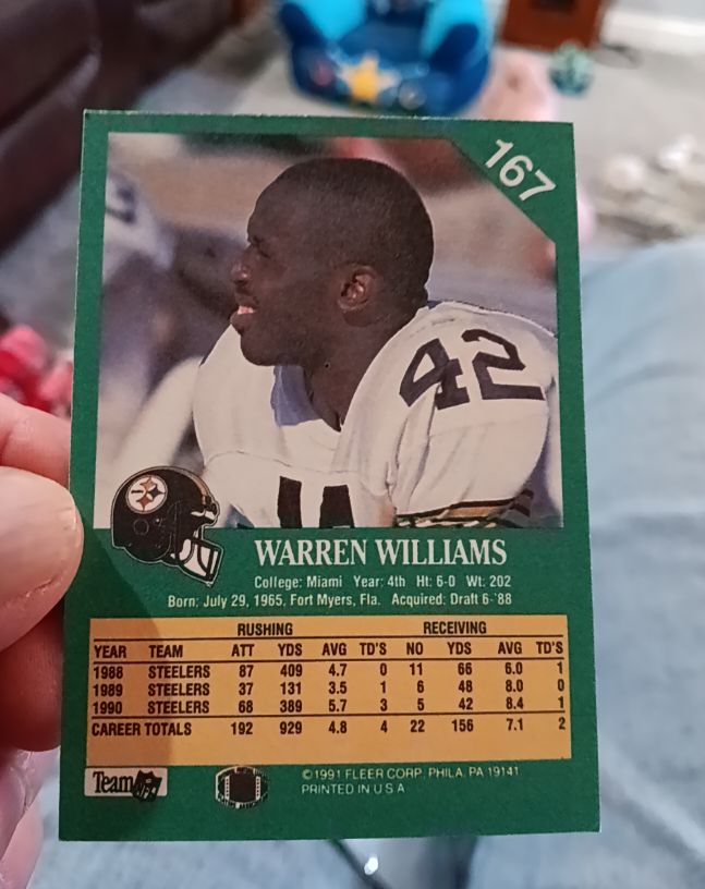 1991 Fleer #167 Warren Williams — front