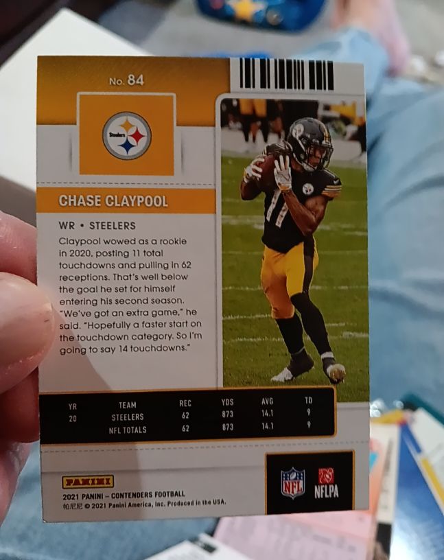 2021 Panini Contenders #84 Chase Claypool — front