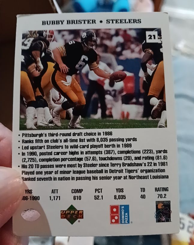1991 Upper Deck #21 Bubby Brister — front
