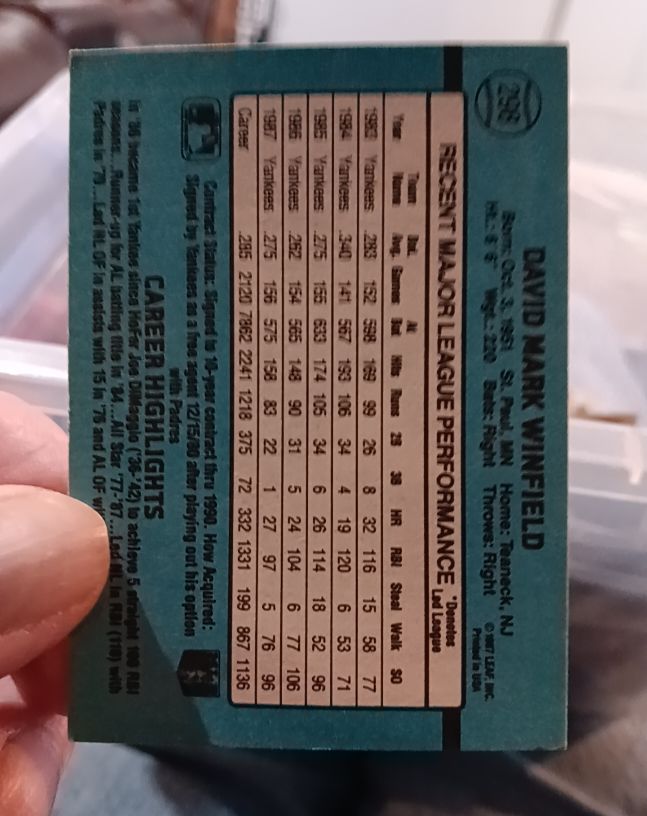 1988 Donruss #6 David Winfield — front
