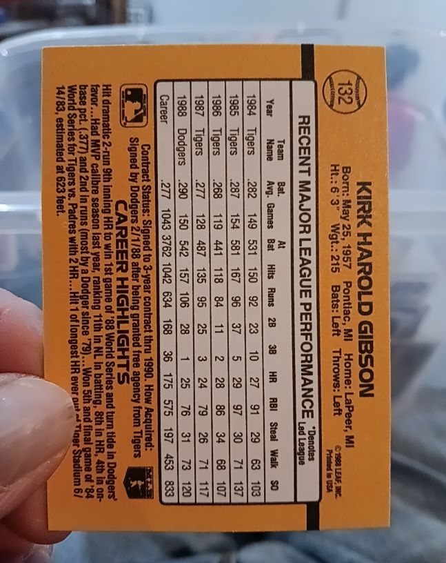 1990 Donruss #132 Kirk Gibson — front
