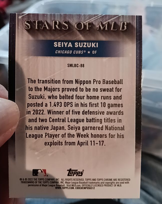 2022 Topps Stars of MLB #SMLBC-88 Seiya Suzuki — front