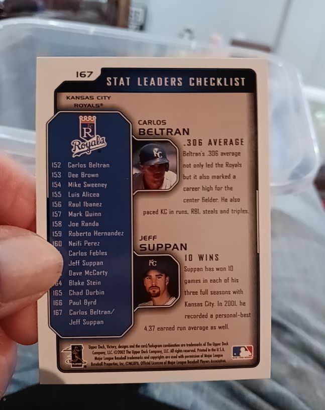2002 Upper Deck Victory #167 Carlos Beltran/Jeff Suppan Stat Leaders Checklist — front