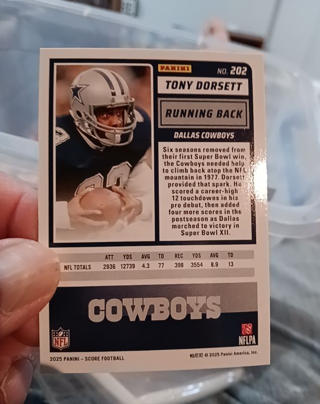 2025 Panini Score #202 Tony Dorsett — front