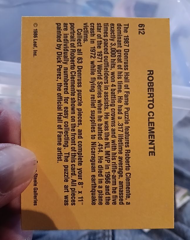 1987 Donruss #612 Roberto Clemente — front