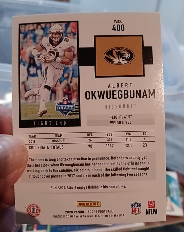 2020 Panini Score #400 Albert Okwuegbunam — front