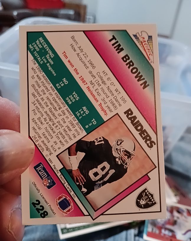 1991 Pacific #228 Tim Brown — front