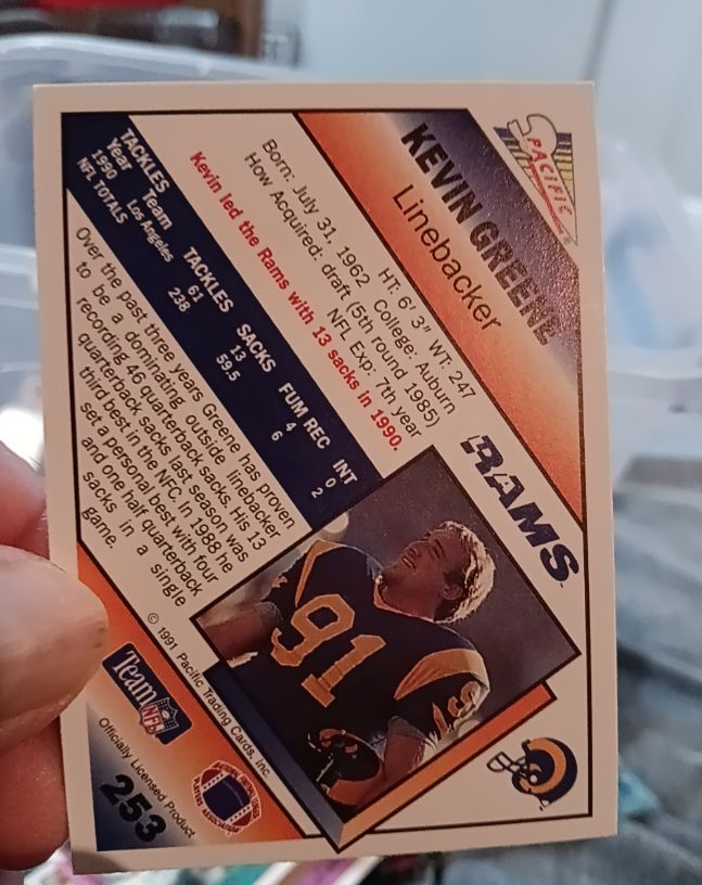 1991 Pacific #253 Kevin Greene — front