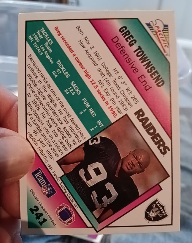 1991 Pacific #241 Greg Townsend — front