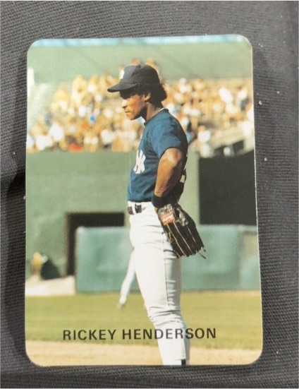 1986 Topps Mini Leaders #1 Rickey Henderson — front