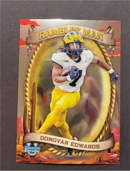2024 Bowman University Chrome #RM-12 Donovan Edwards Ramblin' Man — front
