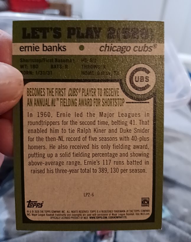 2025 Topps Heritage #LP2-6 Ernie Banks — front