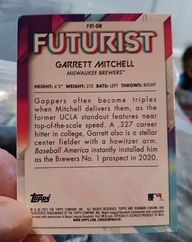 2021 Bowman Chrome Futurist #FUT-GM Garrett Mitchell — front