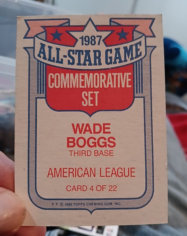 1987 Topps All-Star Game Commemorative #4 Wade Boggs — front