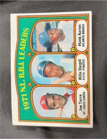 1972 Topps #87 NL RBI Leaders Hank Aaron, Willie Stargell, Joe Torre — front