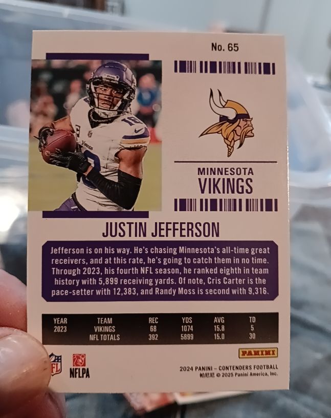 2024 Panini Contenders Football #65 Justin Jefferson — front