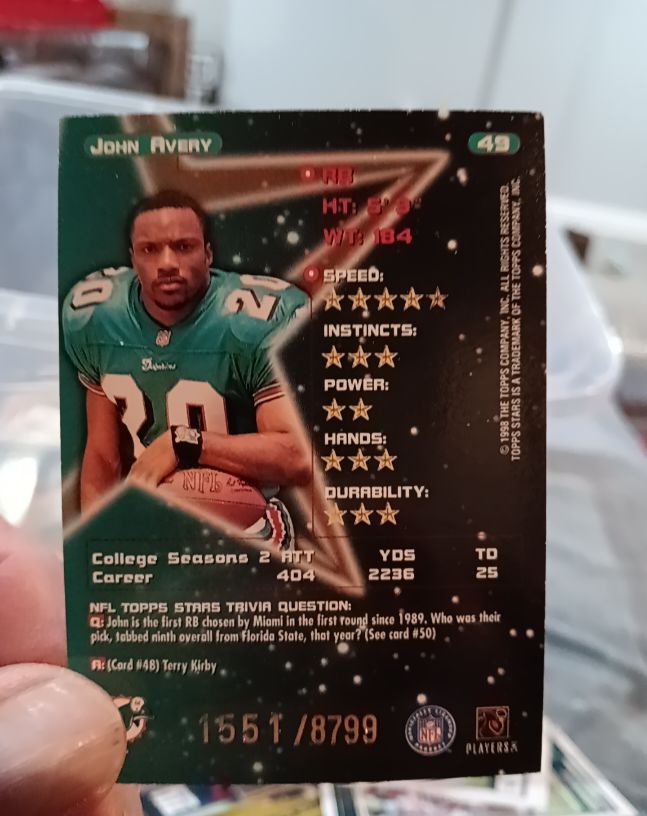 1998 Topps Stars #49 John Avery — front
