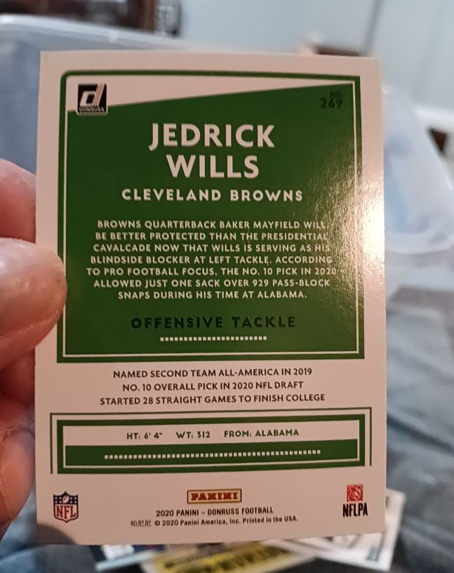 2020 Panini Donruss #269 Jedrick Wills — front