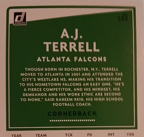 2020 Donruss #268 A.J. Terrell — front