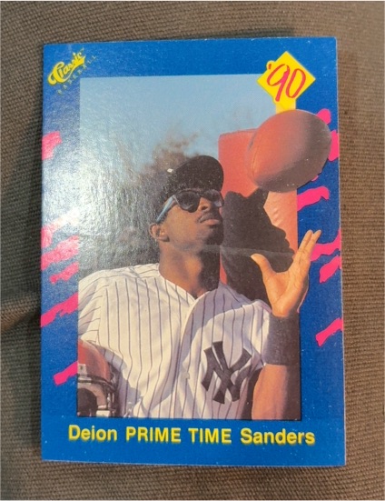 1990 Classic Blue #21 Deion Sanders — front
