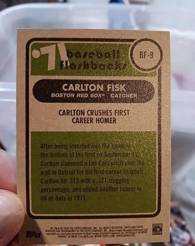 2020 Topps Heritage Baseball Flashbacks BF-9 Carlton Fisk — front