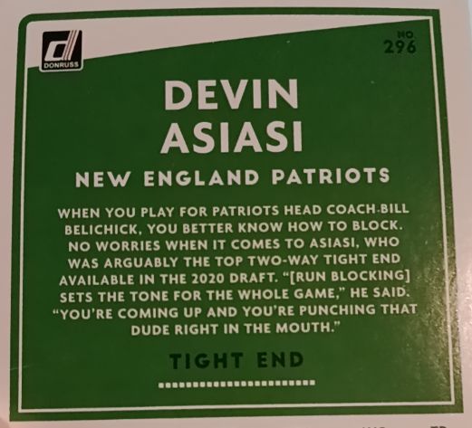 2020 Donruss #296 Devin Asiasi — front