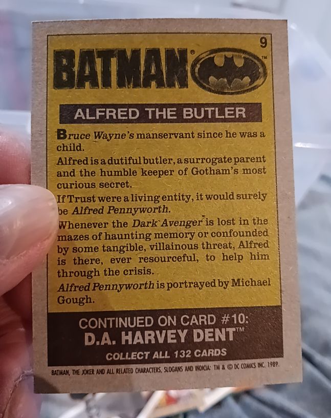 1989 Topps Batman Series One #9 Alfred The Butler — front