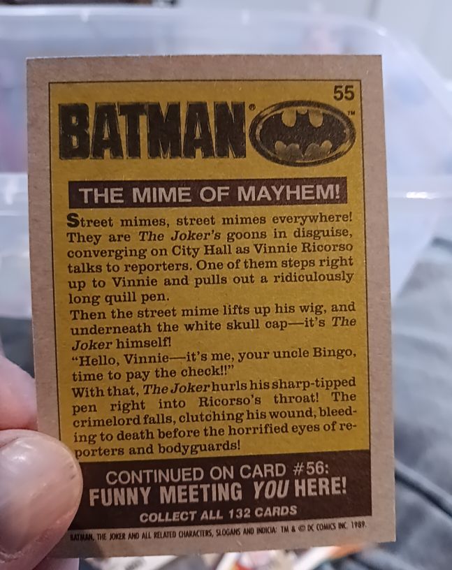 1989 Topps Batman #55 The Mime of Mayhem! — front