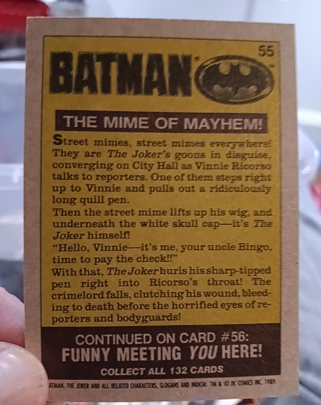 1989 Topps Batman #55 The Mime of Mayhem — front
