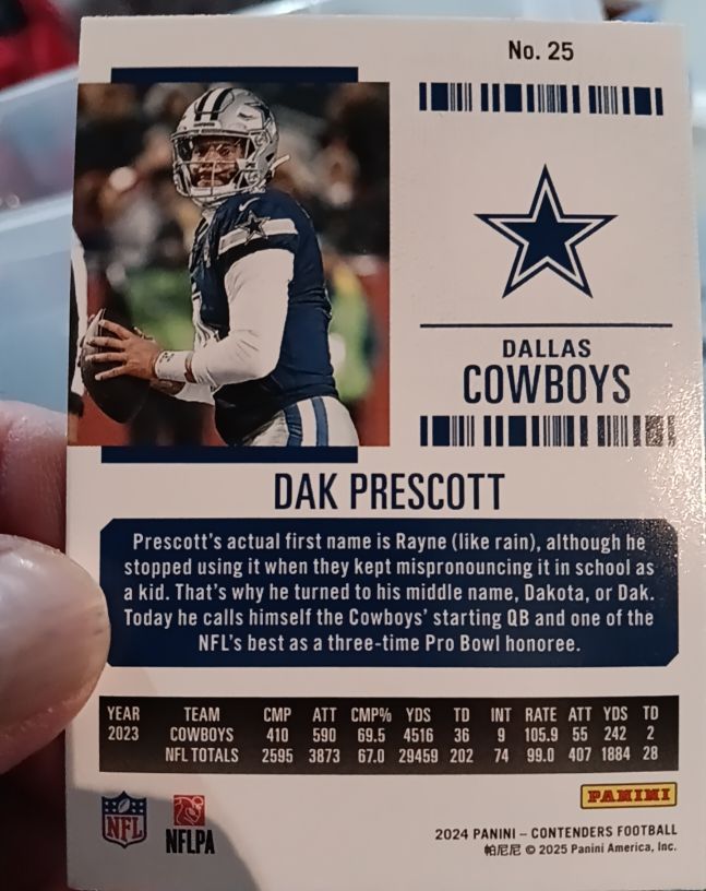 2024 Panini Contenders Football #25 Dak Prescott — front