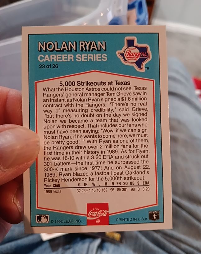 1992 Leaf Nolan Ryan #23 Texas Rangers — front
