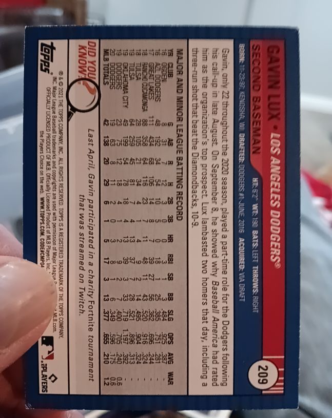 2021 Topps Big League #209 Gavin Lux — front