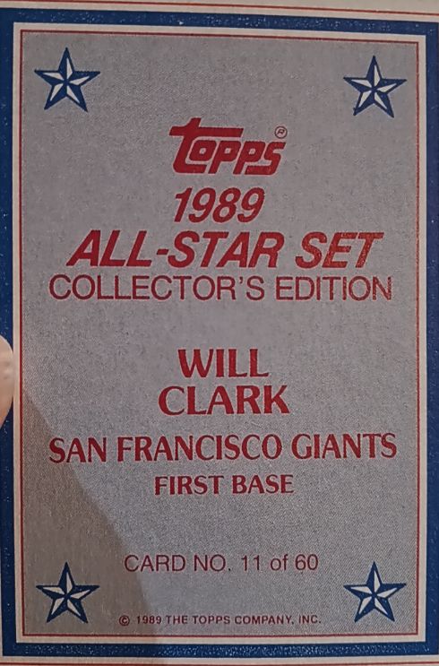 1989 Topps All-Star Set #11 Will Clark — front