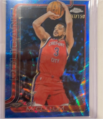 2025-26 Topps Chrome #136 CJ McCollum Pulsar Refractor — front