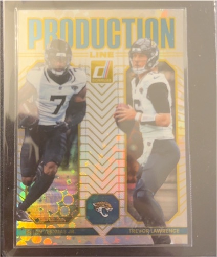 2025 Donruss Production Line #5 Brian Thomas Jr. / Trevor Lawrence — front