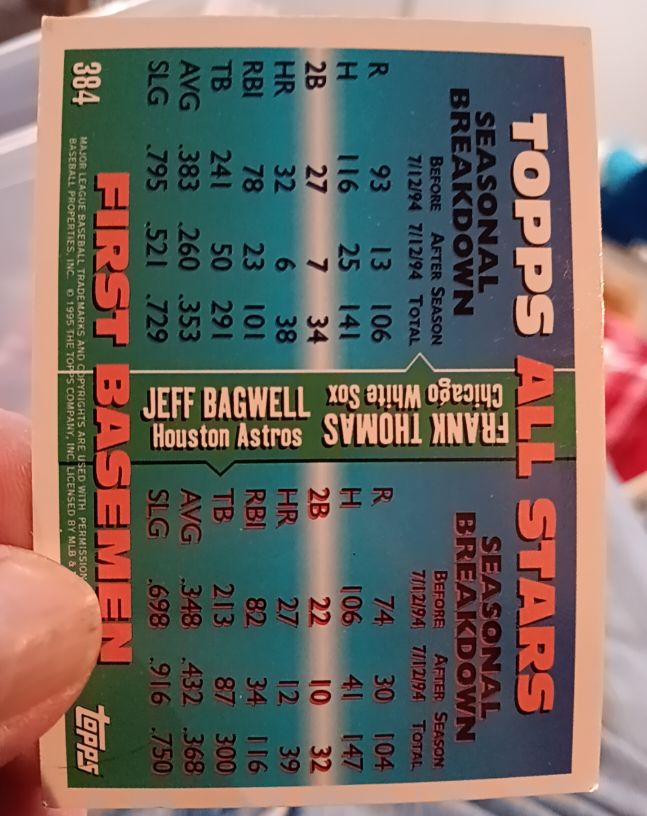 1995 Topps All Stars #384 Jeff Bagwell — front