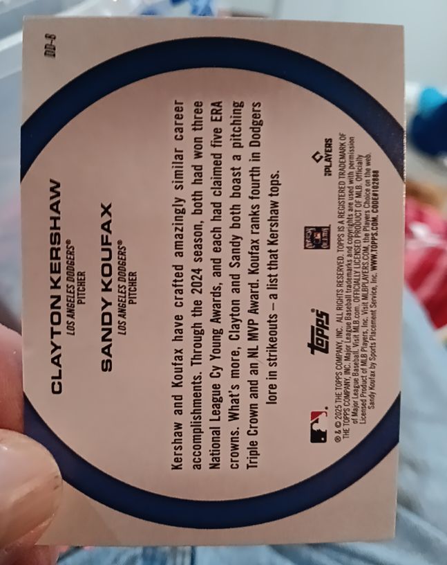 2025 Topps Series 2 Dynamic Duos #DD-9 Clayton Kershaw & Sandy Koufax — front