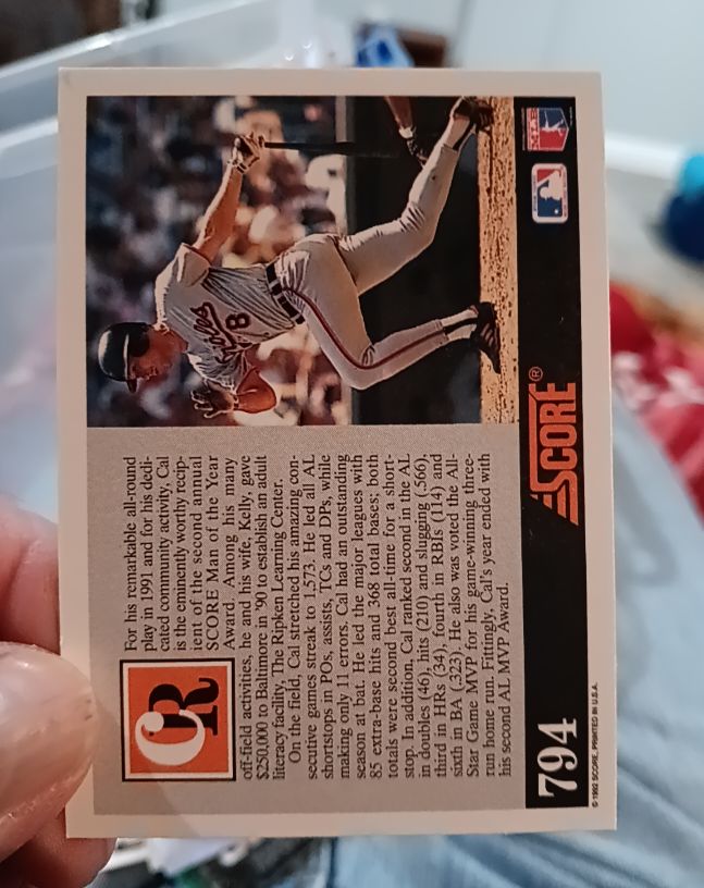 1992 Score #794 Cal Ripken Jr. — front