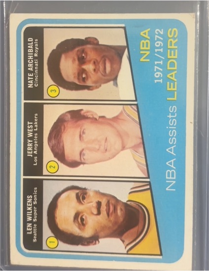 1972-73 Topps #176 NBA Assists Leaders Len Wilkens/Jerry West/Nate Archibald — front