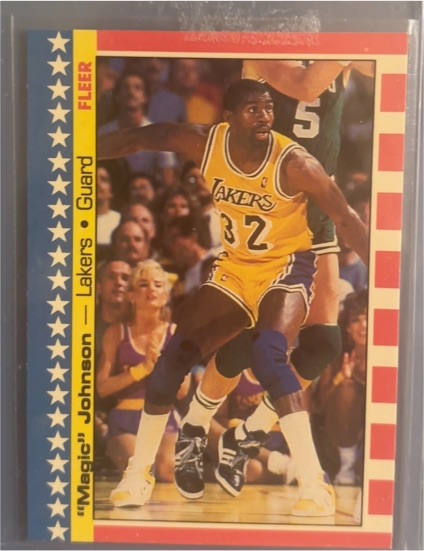 1987 Fleer Stickers #1 Magic Johnson — front
