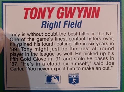 1991 Fleer Team Logo Stickers San Diego Padres Tony Gwynn — front