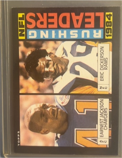 1985 Topps #194 NFL Rushing Leaders Eric Dickerson / Earnest Jackson — front