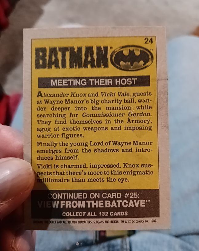 1989 Topps Batman Movie #24 Meeting Their Host — front