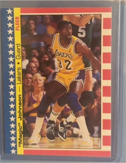 1987-88 Fleer Stickers #1 Magic Johnson — front