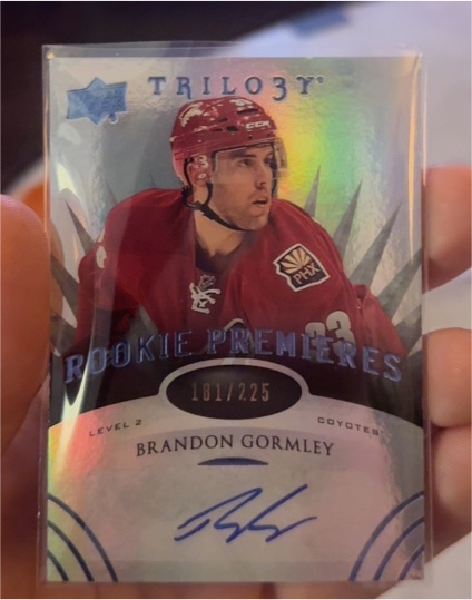 2014-15 Upper Deck Trilogy #143 Brandon Gormley Rookie Premieres Level 2 Auto — front