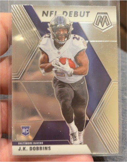 2020 Panini Mosaic #275 J.K. Dobbins NFL Debut Baltimore Ravens — front